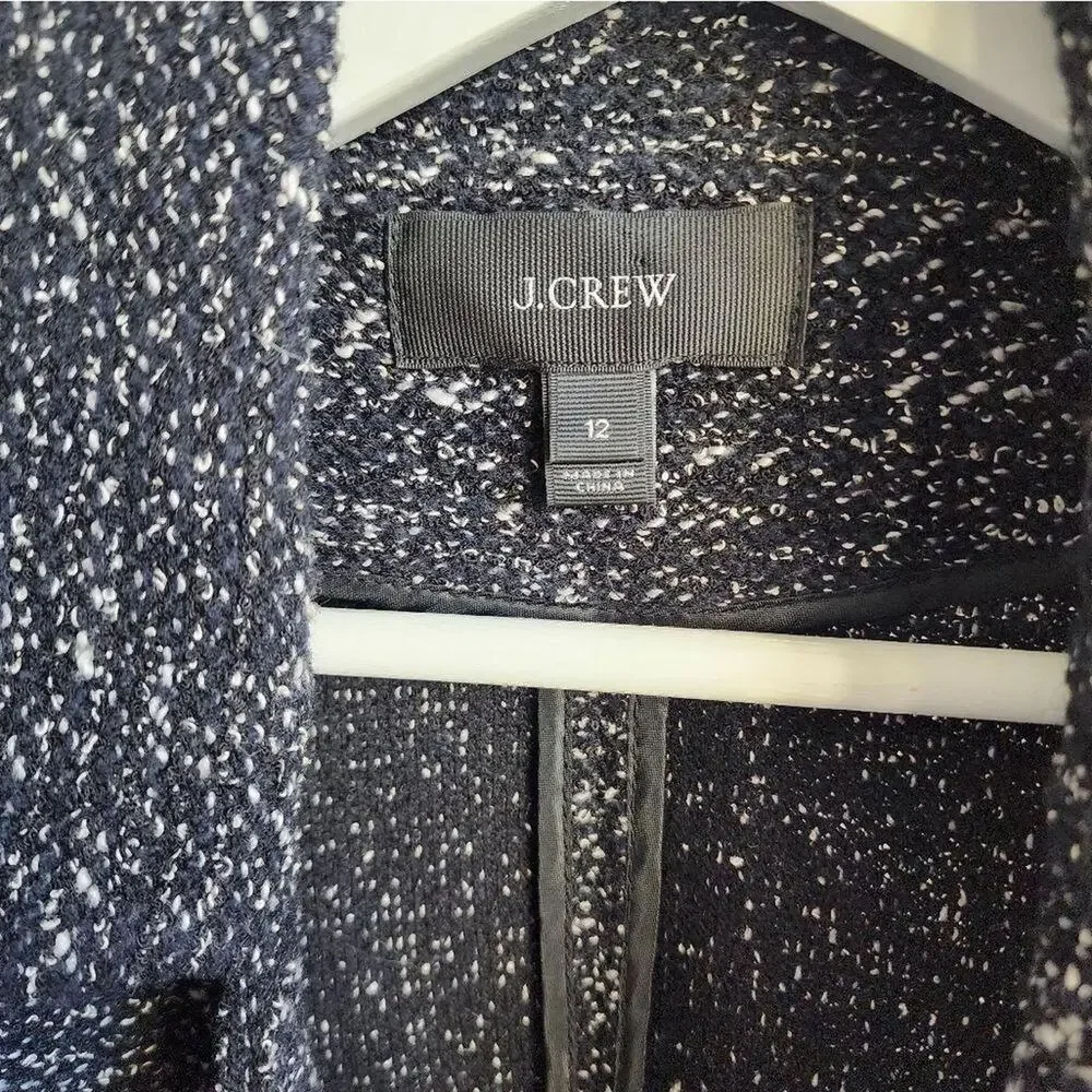 J.Crew Tweed Motorcycle Jacket Wool Blend Gray Black Size 12